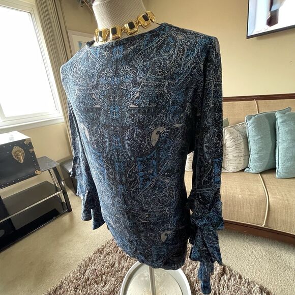 Ruff Hewn Women's Tiered Bell Long Sleeve Paisley Top Gothic Grunge Size 3X Work - Picture 8 of 16